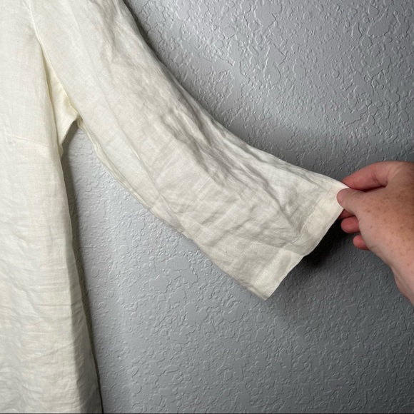 Malvin Hamburg-Germany I love Linen White 3/4 Sleeve Shirt Dress Large NWT Light - Picture 3 of 9